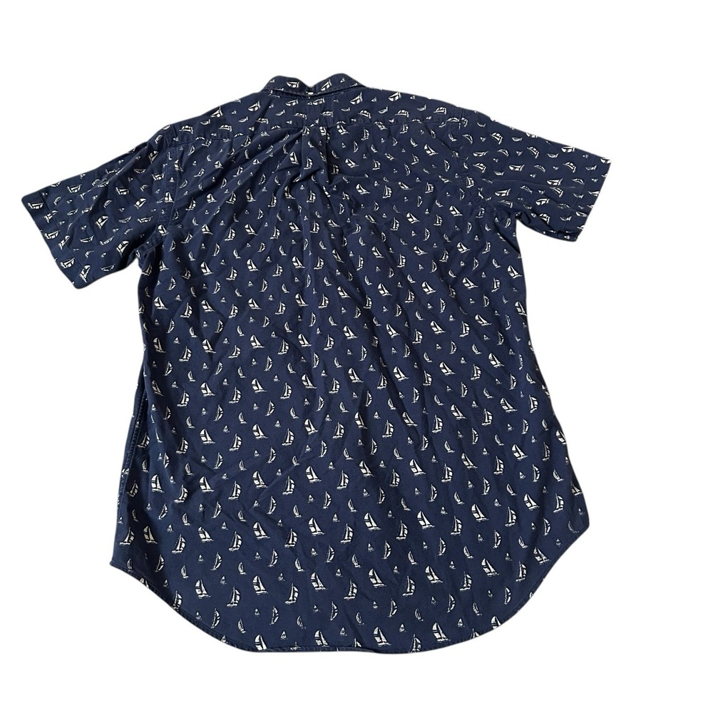 Polo Ralph Lauren Button Up Men's M Blue Boat AOP Sailing Geometric Preppy